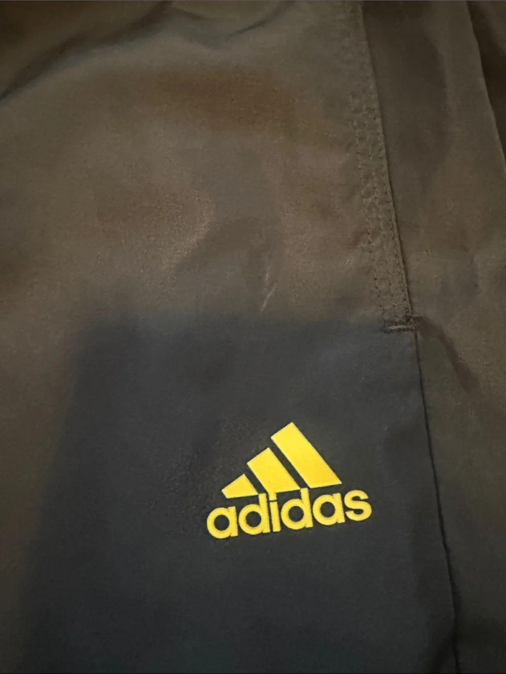 adidas Black Track Jacket and Pants with Yellow Trim, Men’s Medium